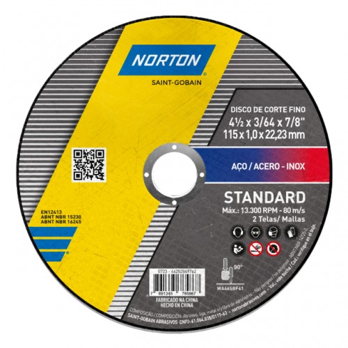 DISCO CORTE NORTON STANDARD  41/2X7/8X1.0 PC 12