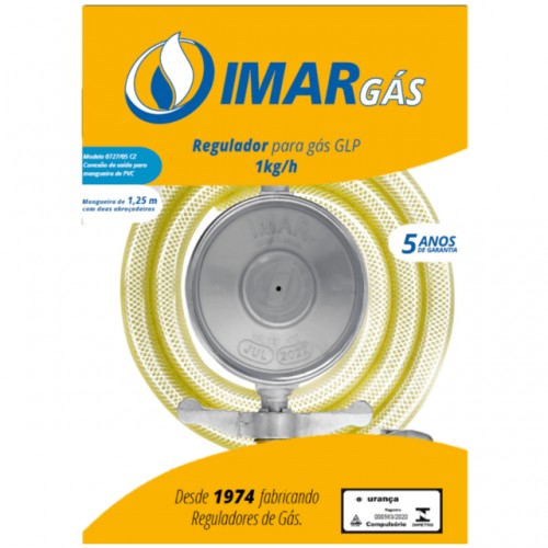 REGULADOR DE GAS IMAR C/MANG 1.25M 727/05 TAMPA ABS CINZA (1KG/H) PC 1