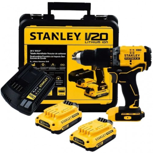 PARAFUSADEIRA STANLEY IMPACTO 1/2 20V 2 BAT + MALETA SBD715C2K-BR PC 1 PARAFUSADEIRA STANLEY IMPACTO 1/2 20V 2 BAT + MALETA SBD715C2K-BR PC 1