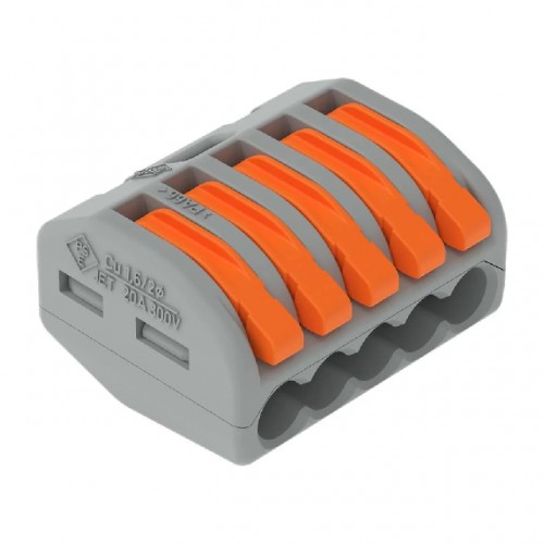 CONECTOR EMENDA WAGO CZ 4MM 5P 32A 222-415 PC 5 CONECTOR EMENDA WAGO CZ 4MM 5P 32A 222-415 PC 5